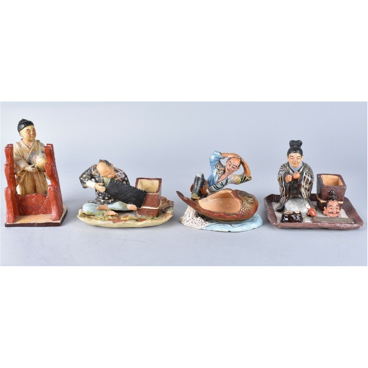 4 Vintage Japanese Pottery Figures