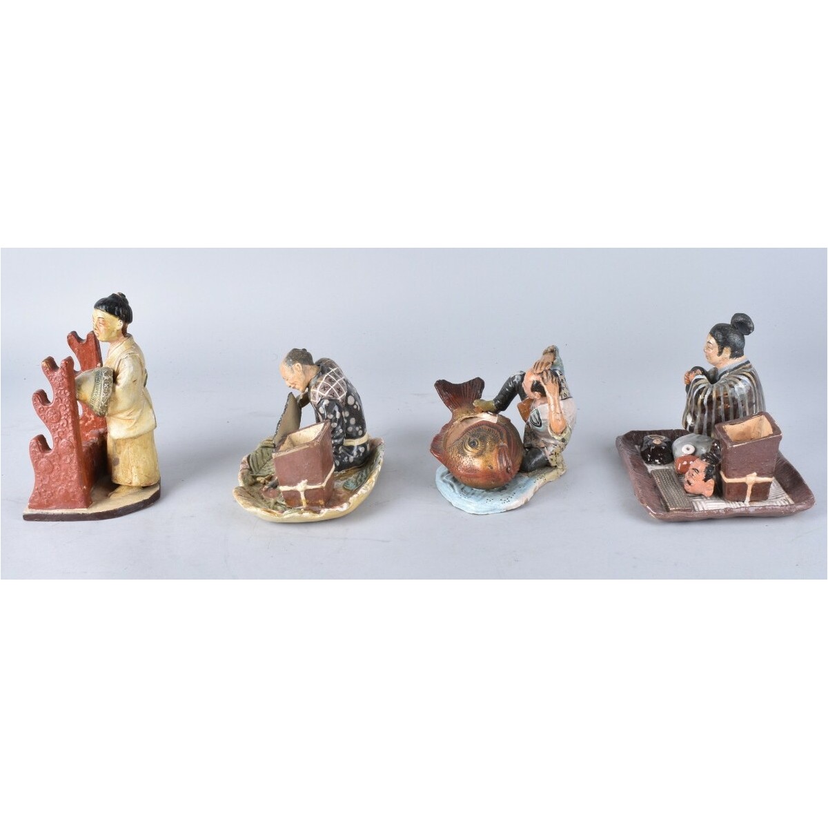 4 Vintage Japanese Pottery Figures