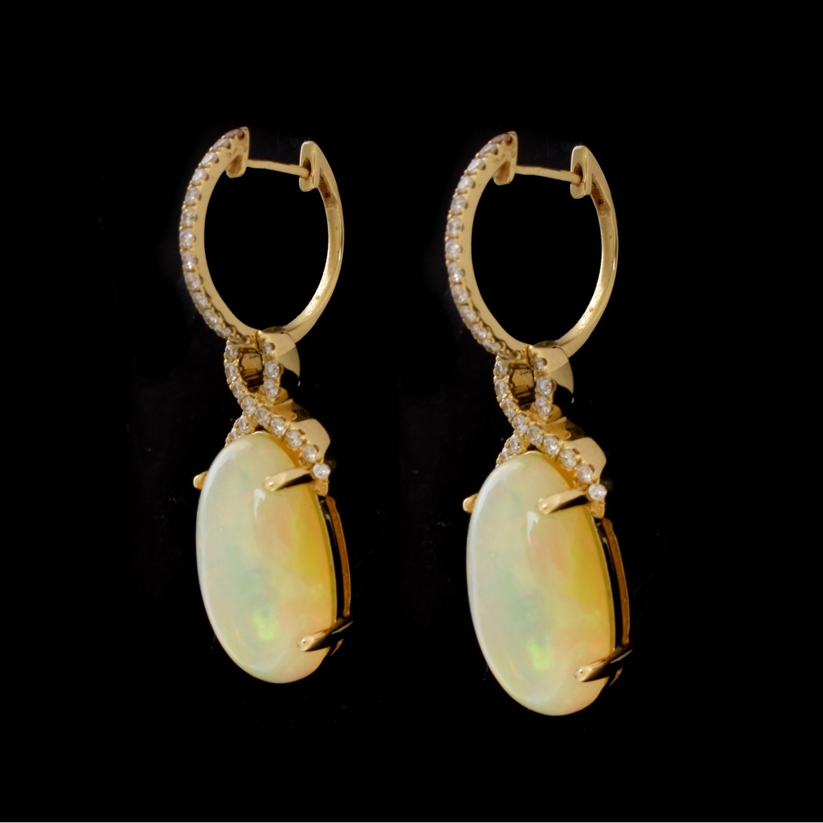 Opal, Diamond and 14K Earrings