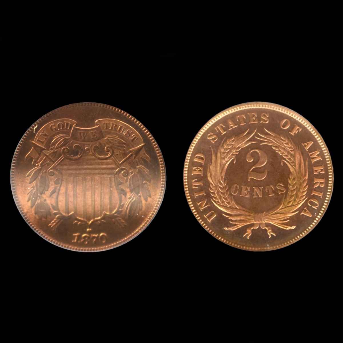 1870 US Shield Two Cent