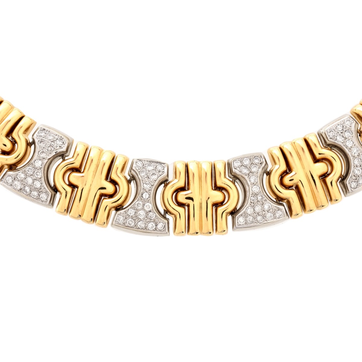 Bulgari style Diamond and 14K Necklace