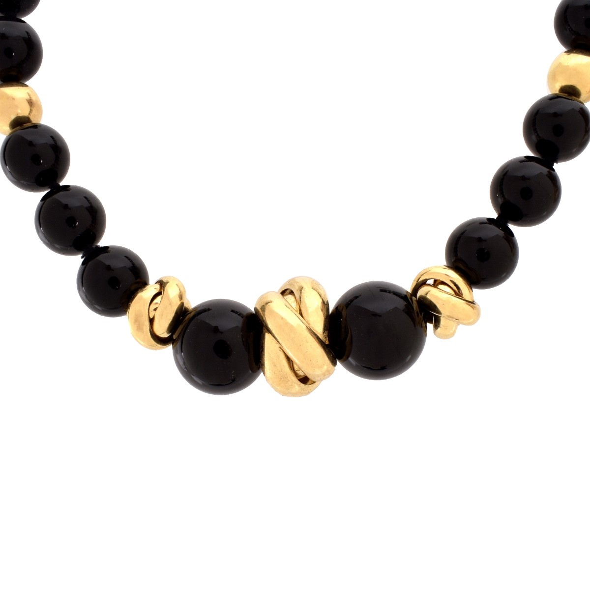 Onyx and 14K Necklace and Earrings