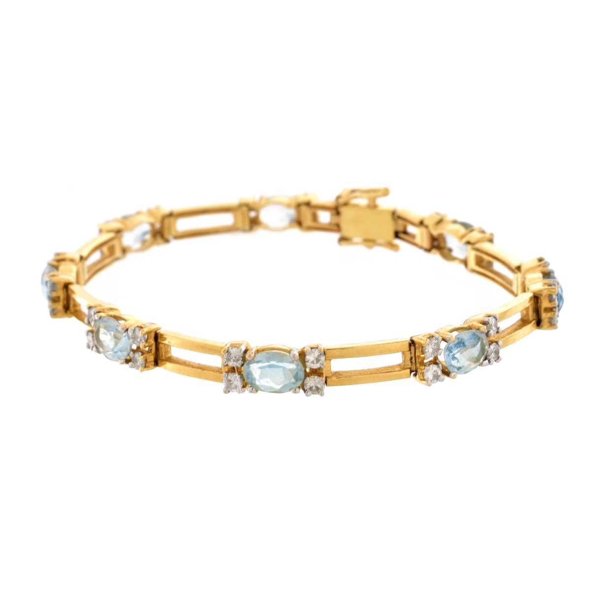 Aquamarine, Diamond and 14K Bracelet