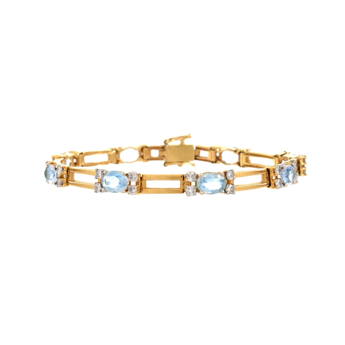 Aquamarine, Diamond and 14K Bracelet