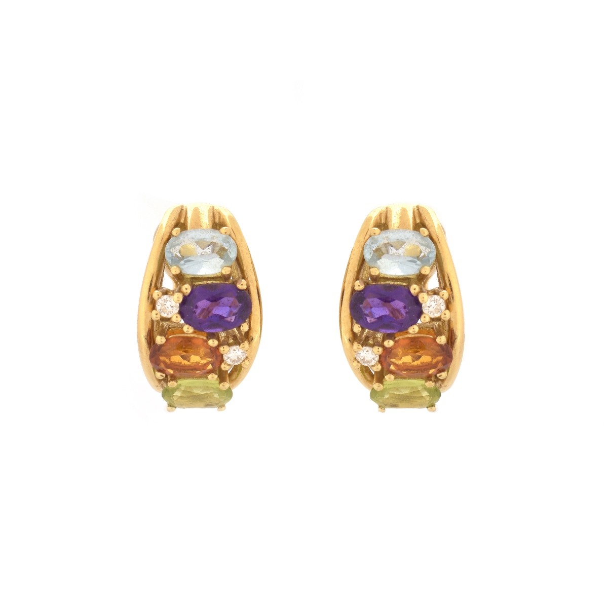 Multi Gemstone and 18K Ring and Earrings
