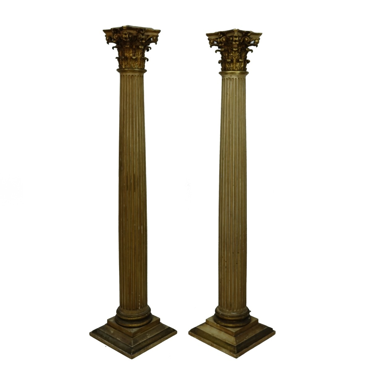 Pair of Large Giltwood Carved Columns