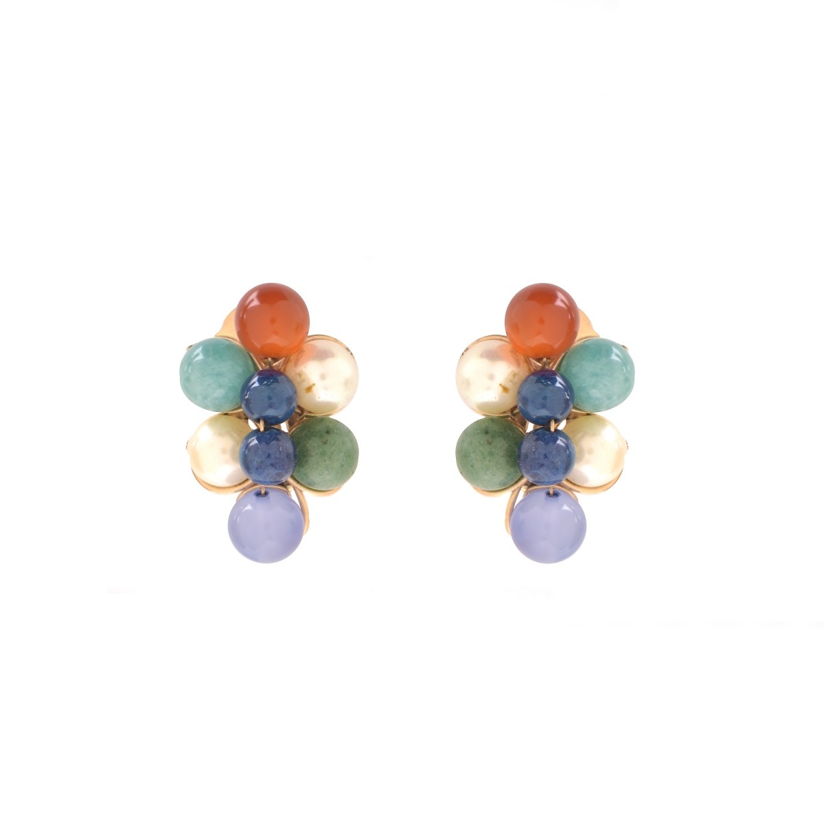 Three Pair Gemstone and Gold Filled Earrings