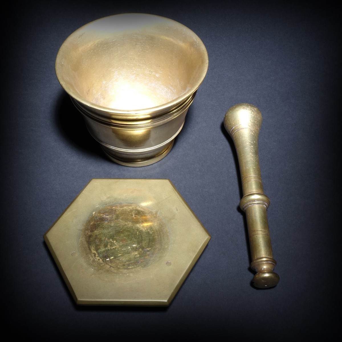 Three (3) Vintage Gilt Brass Tableware