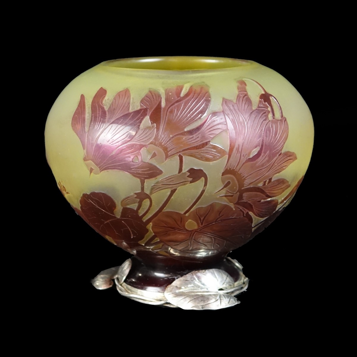 Fabergé Silver-Mounted Gallé Cameo Glass Vase
