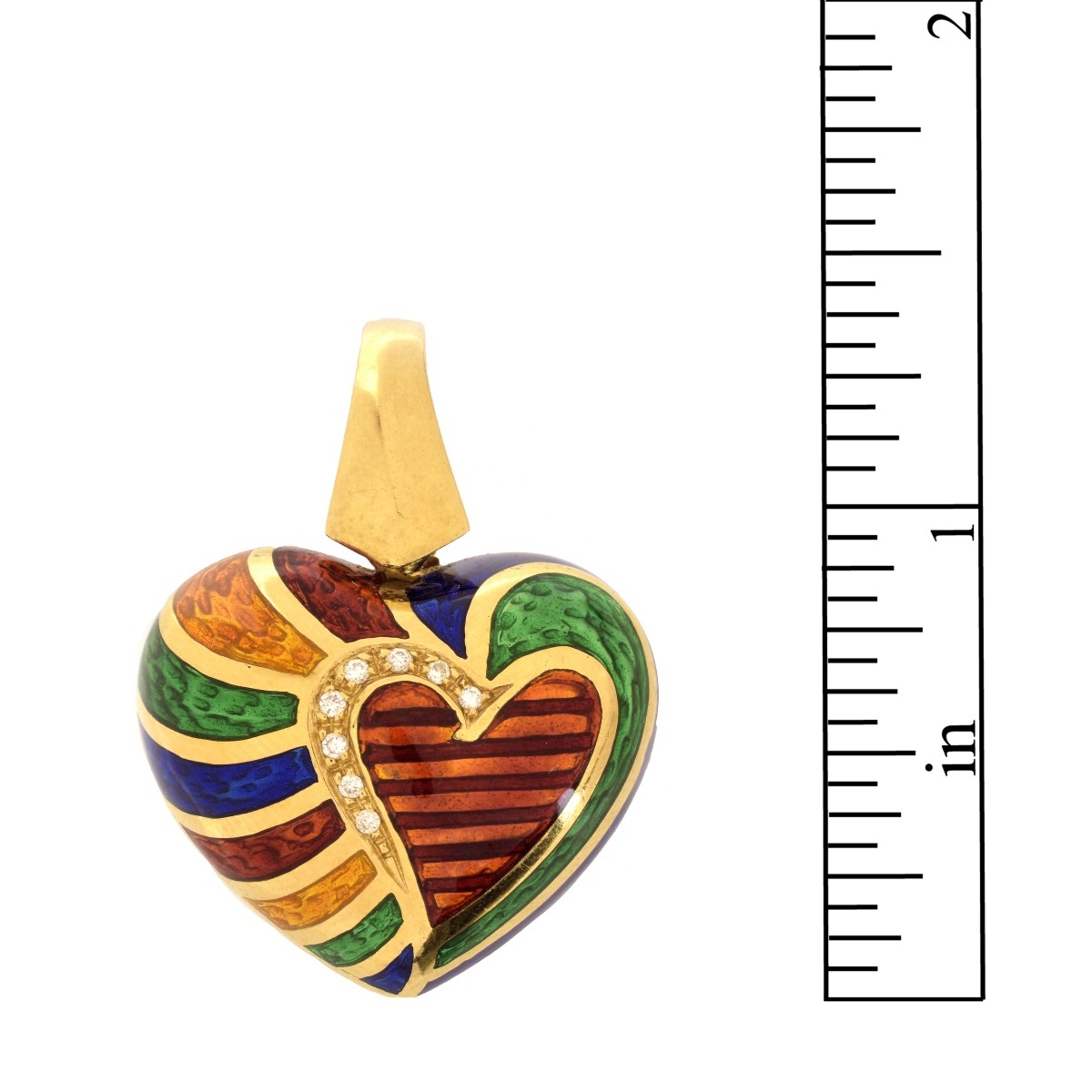 18K and Enamel Heart Pendant