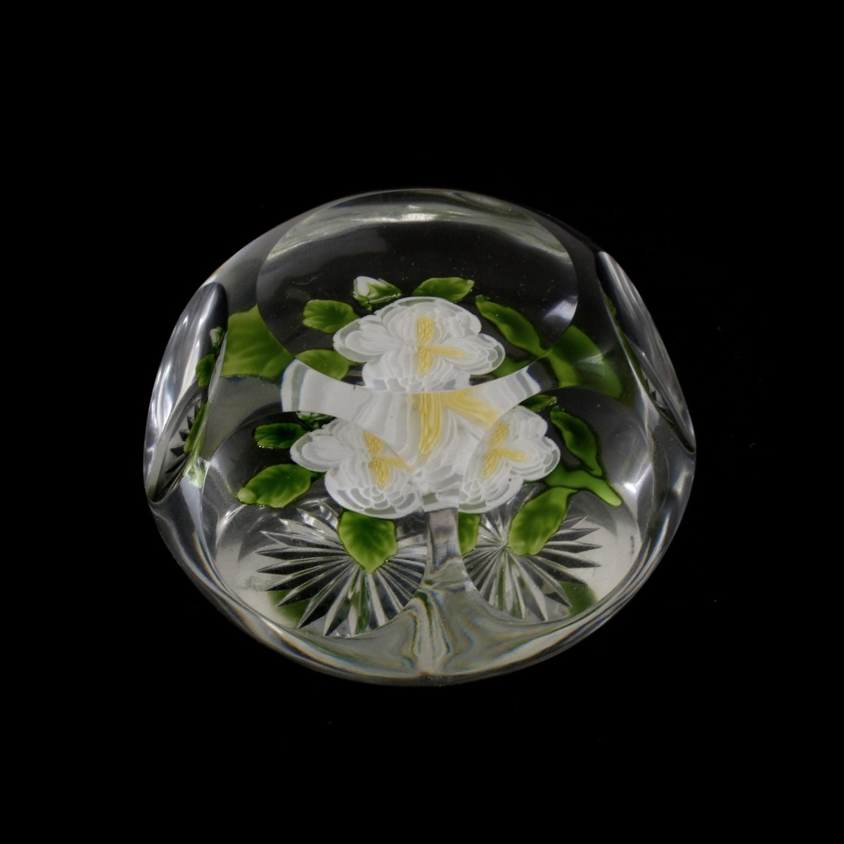 Antique Baccarat White Peony Paperweight