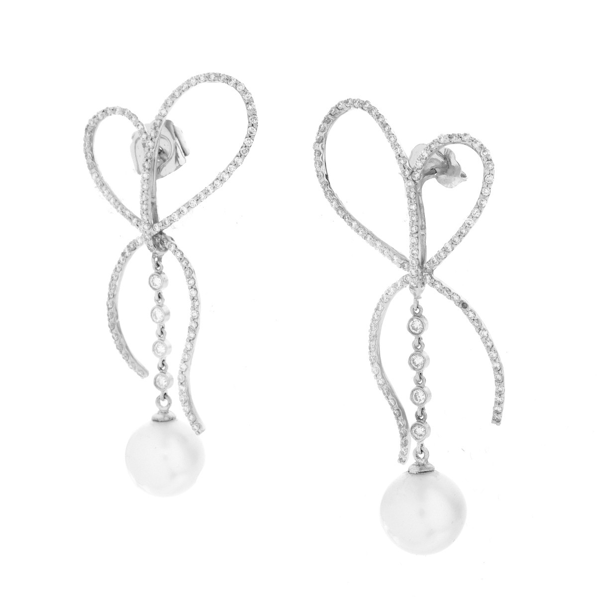 Diamond, Pearl and 18K Earrings