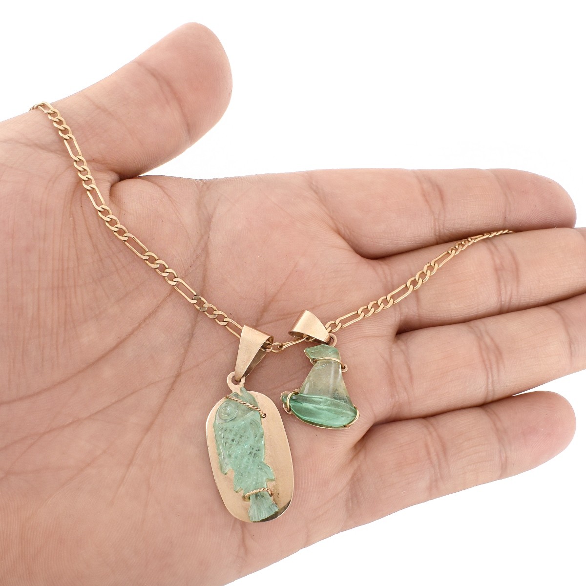 Italian Emerald and 14K Pendant Necklace