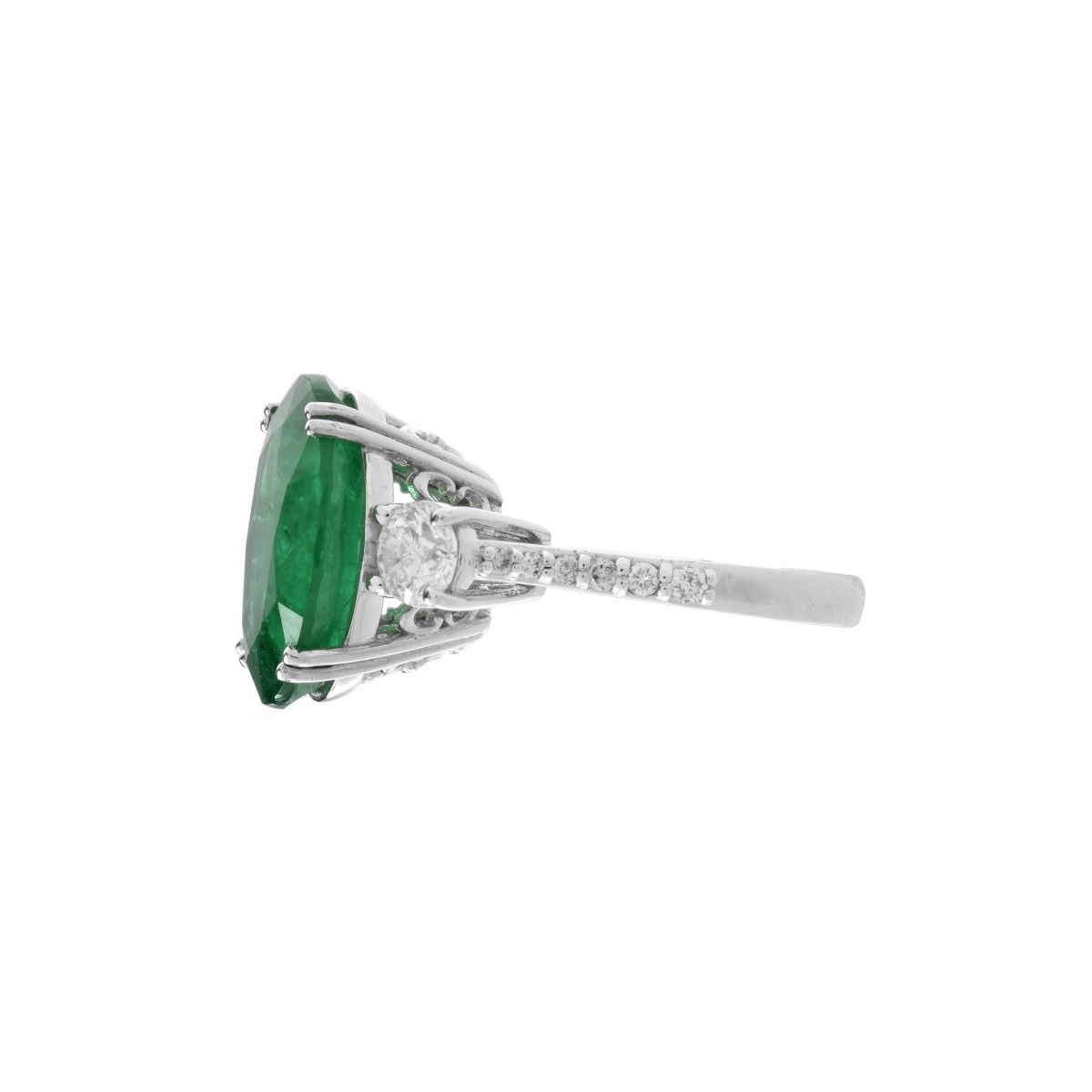 AGL Emerald, Diamond and 14K Ring