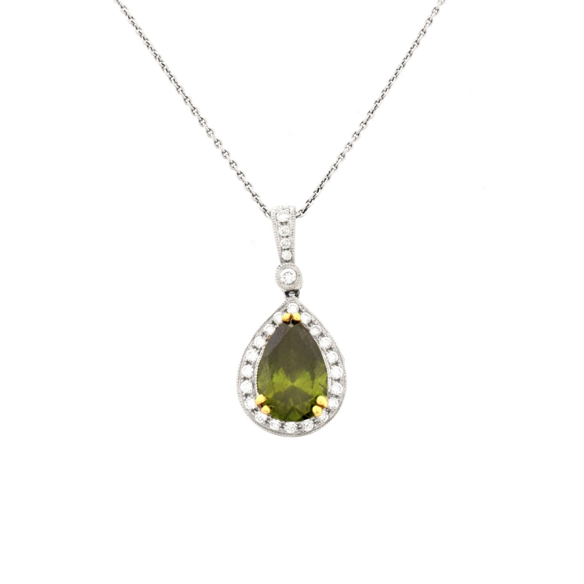 Green Diamond and 18K Necklace