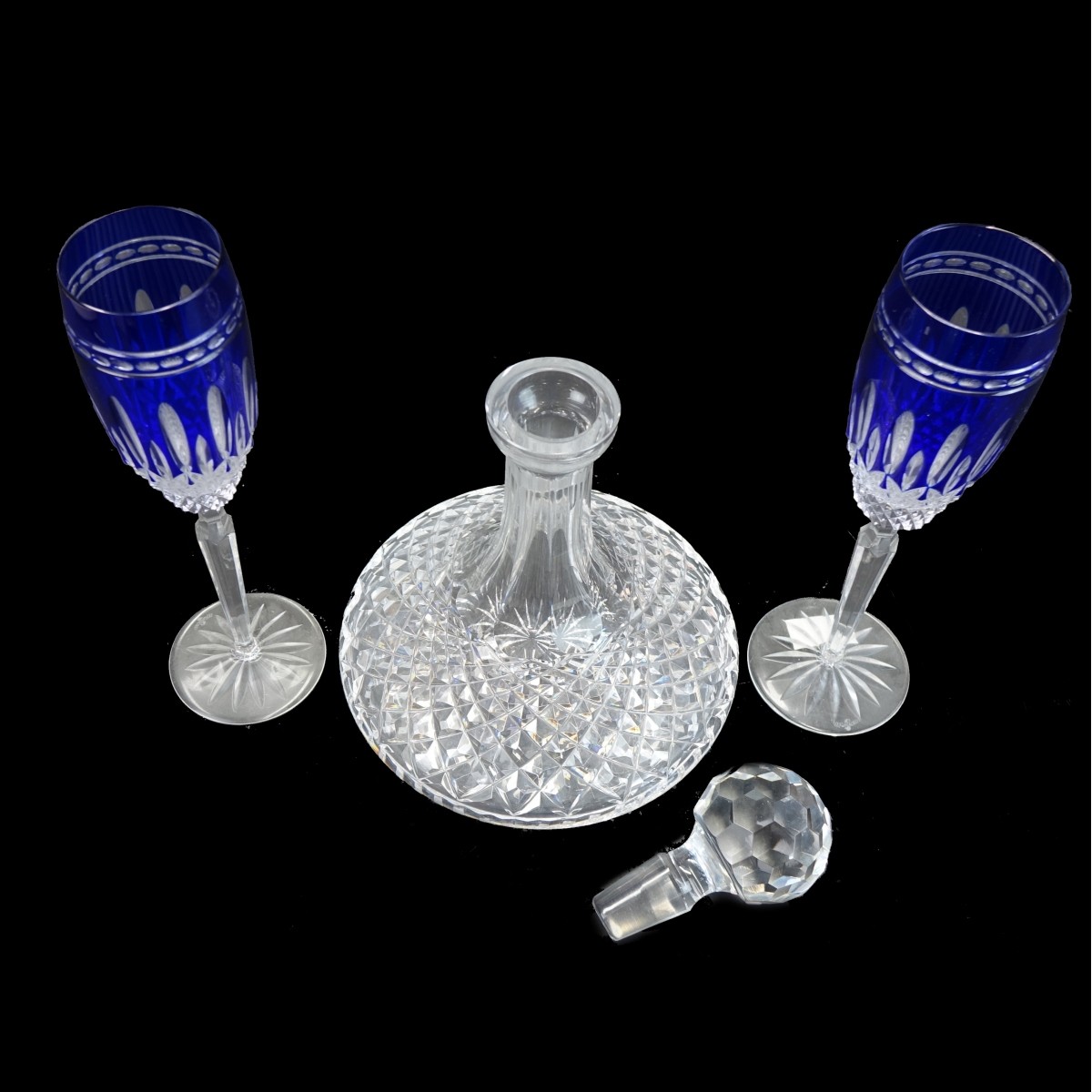 3 pcs Waterford Decanter with Champagne Glasses
