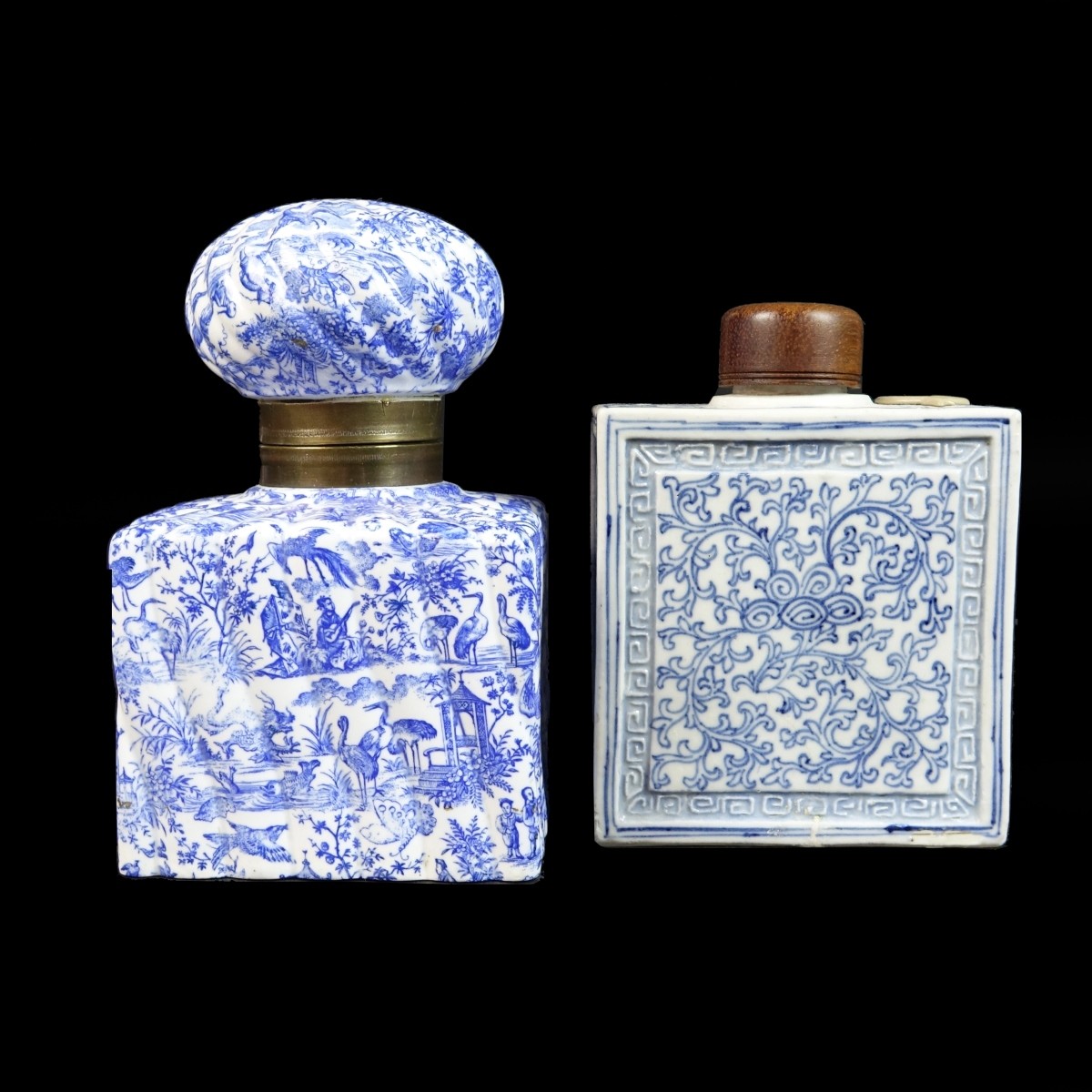 Chinese Porcelain Flask and Continental Inkwell