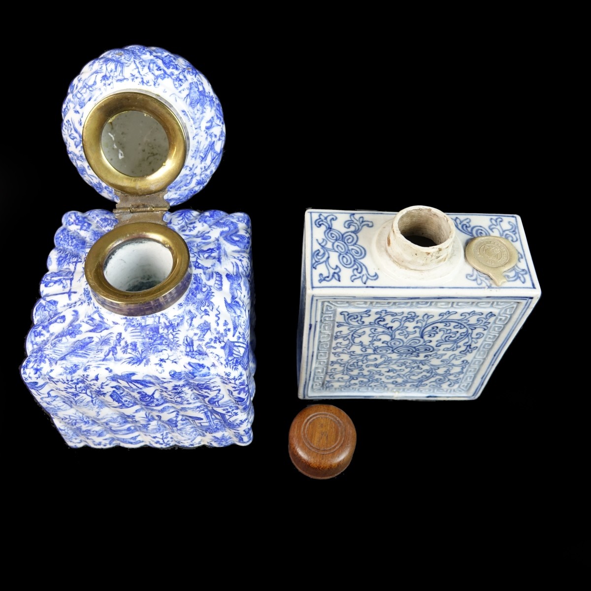 Chinese Porcelain Flask and Continental Inkwell