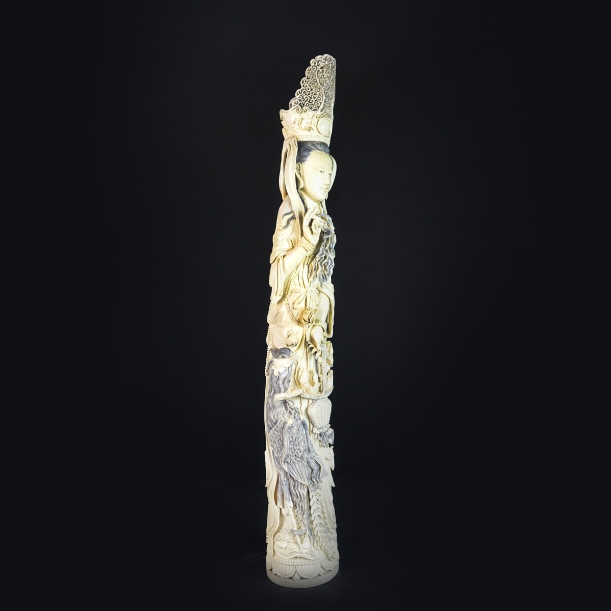 Large 19th C. Chinese Carved Guanyin Tusk