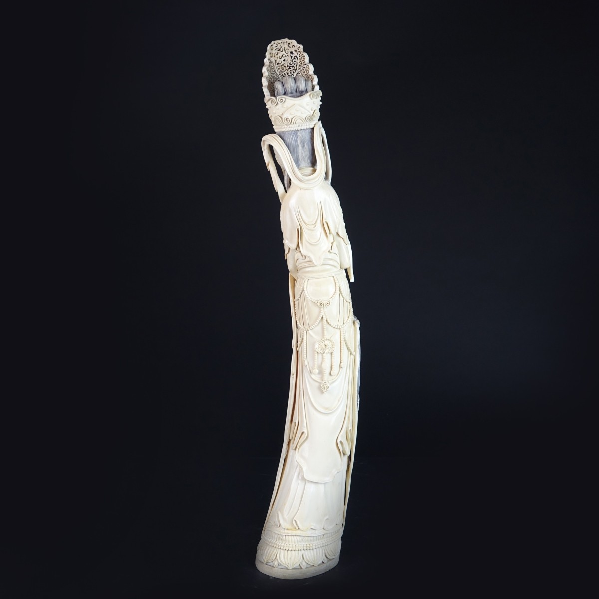 Large 19th C. Chinese Carved Guanyin Tusk