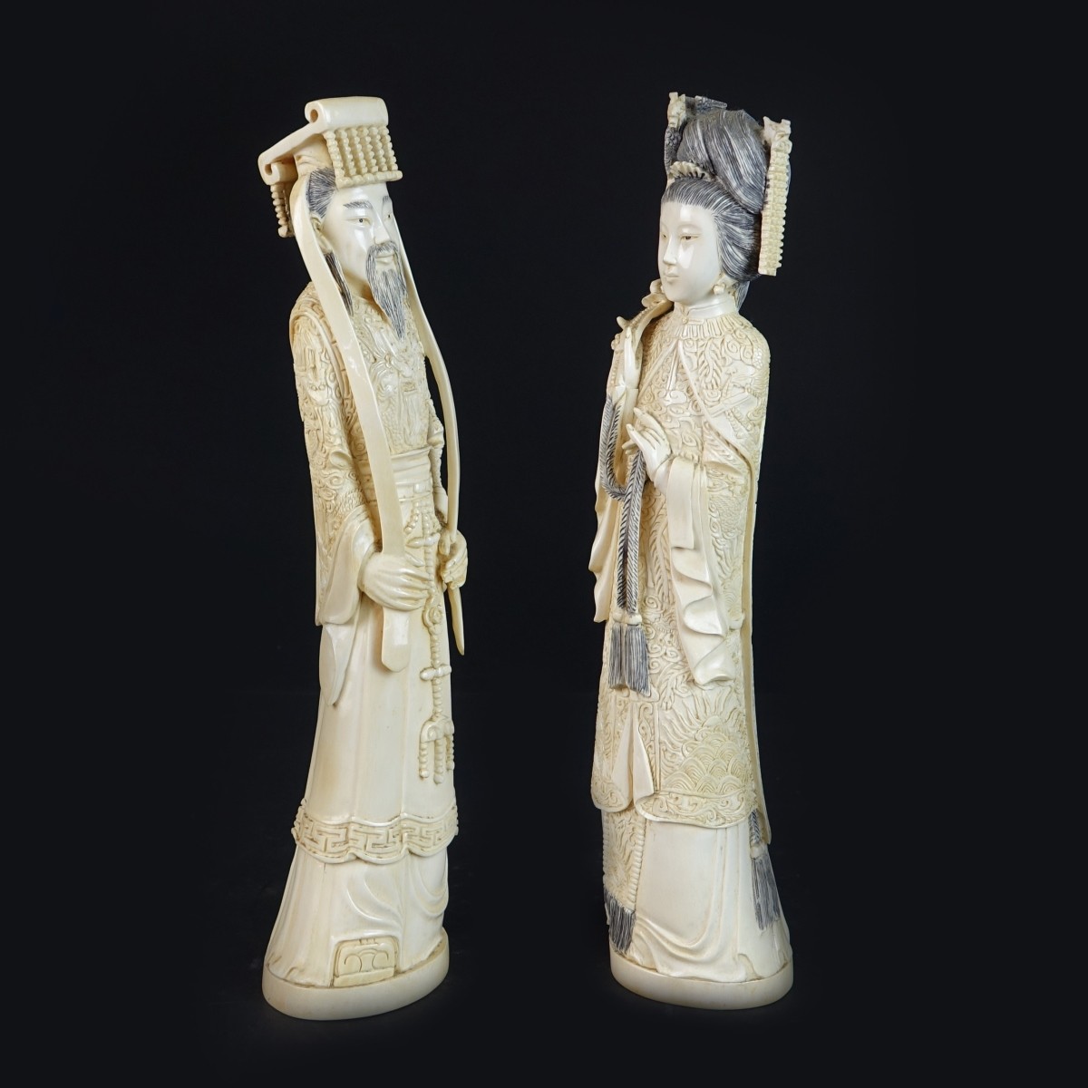 Pair of Chinese Carved Figures