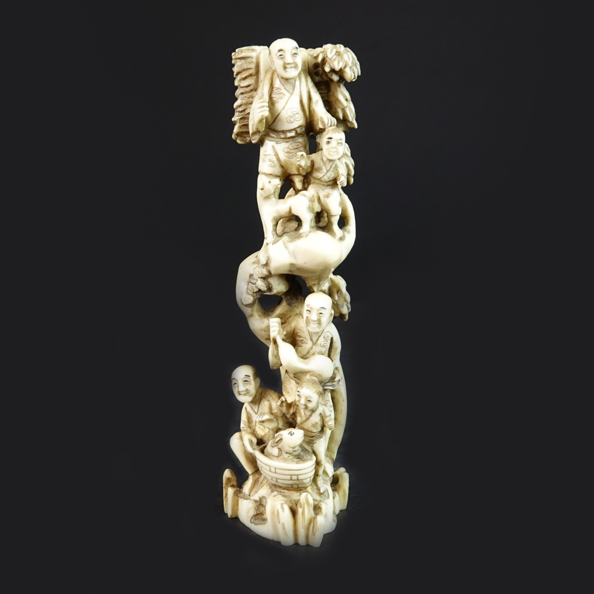 19th C. Japanese Carved Figural Group