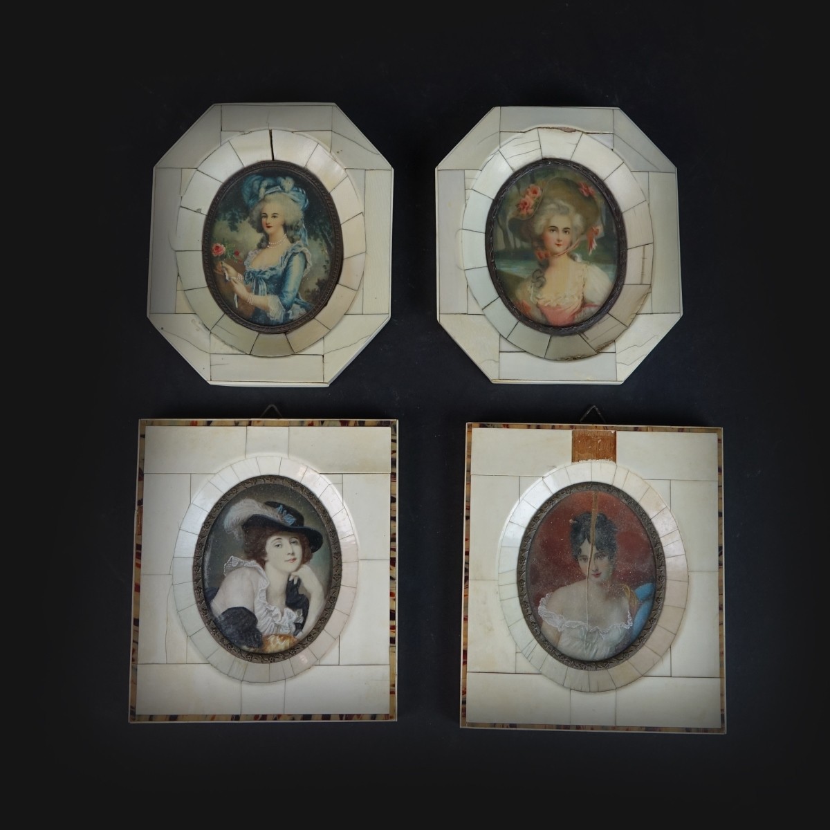 Four (4) 19th C. Miniature Portraits