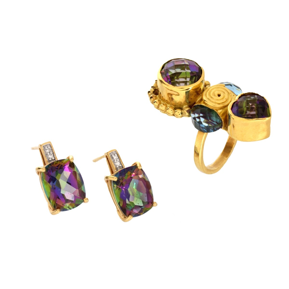 Mystic Topaz Ring and Earrings