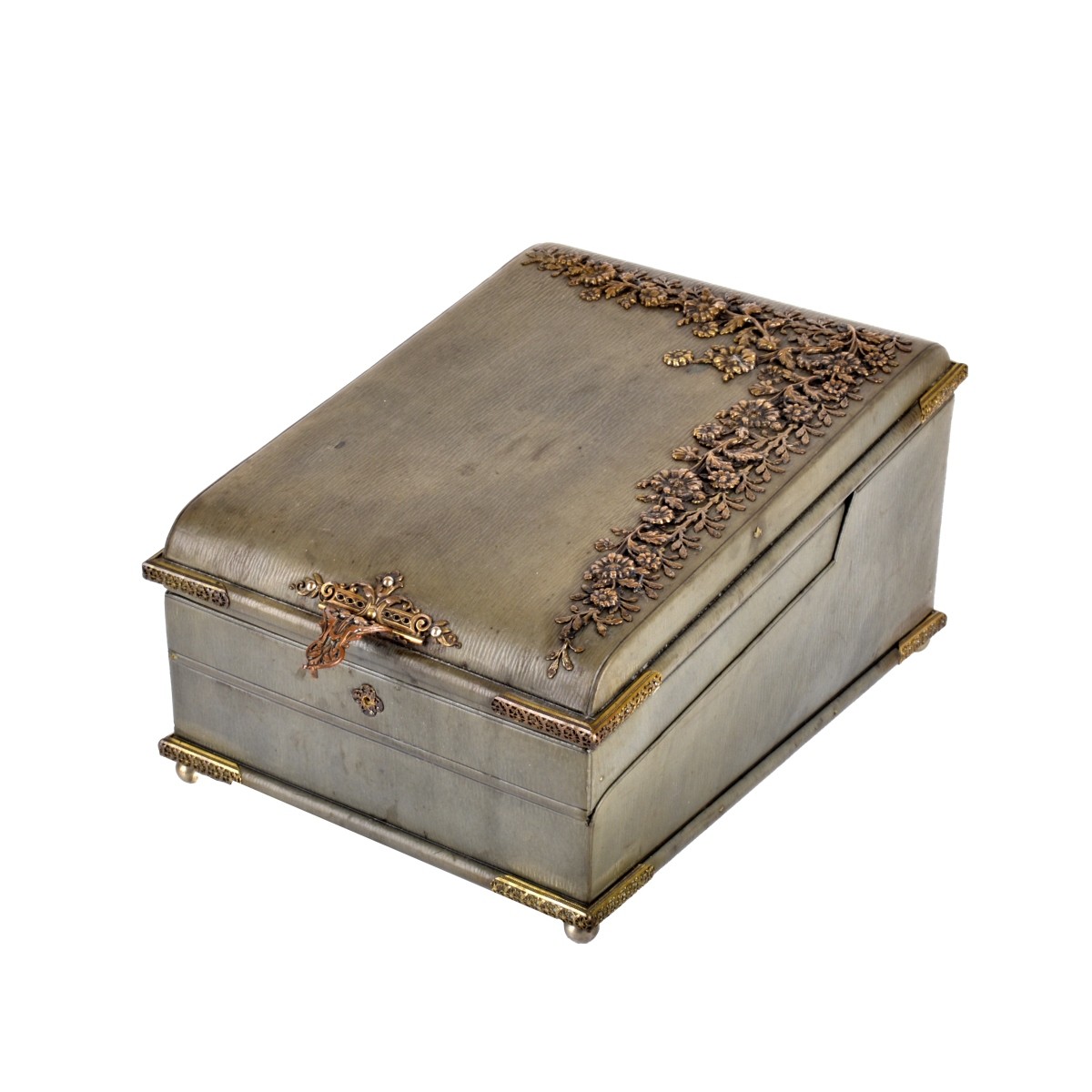 Antique Vanity Leather & Brass Sewing Box