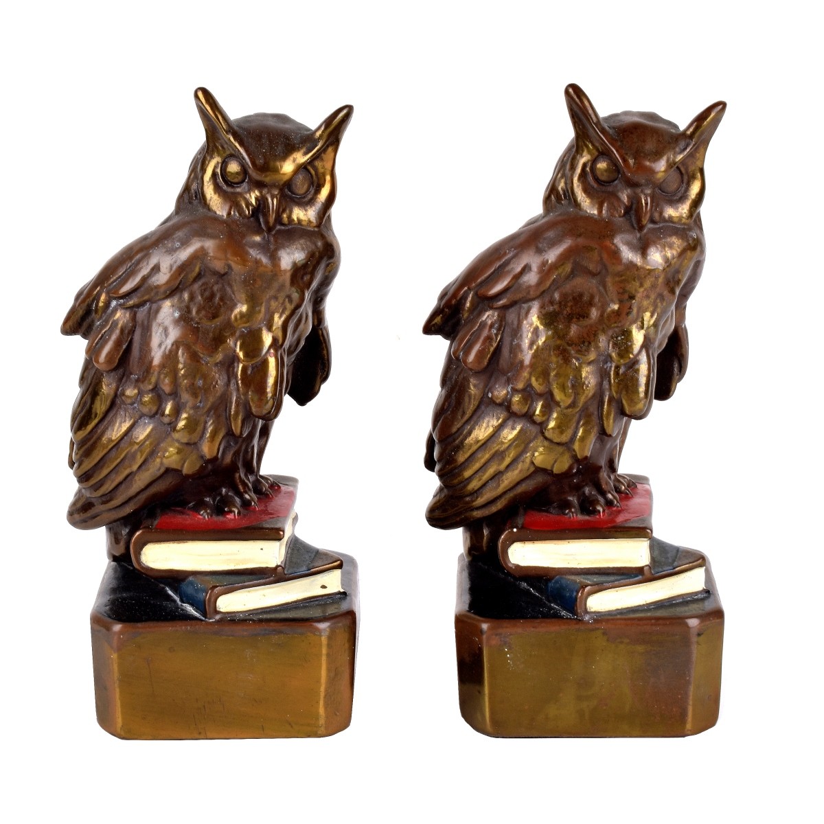 wood carved owl bookends