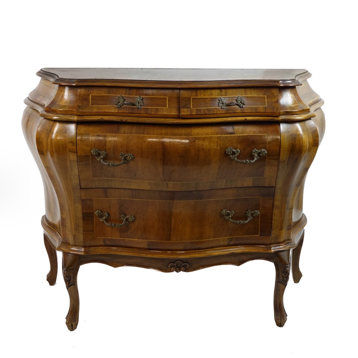Italian Banded Marquetry Bombe Commode