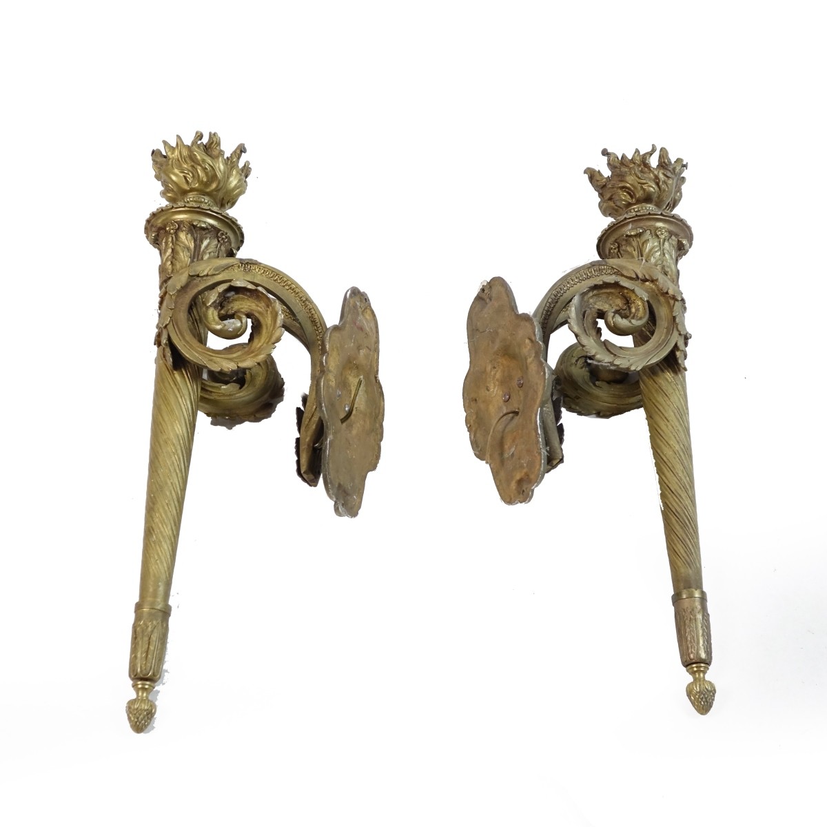 Pair of 19th C. Gilt Bronze Sconces