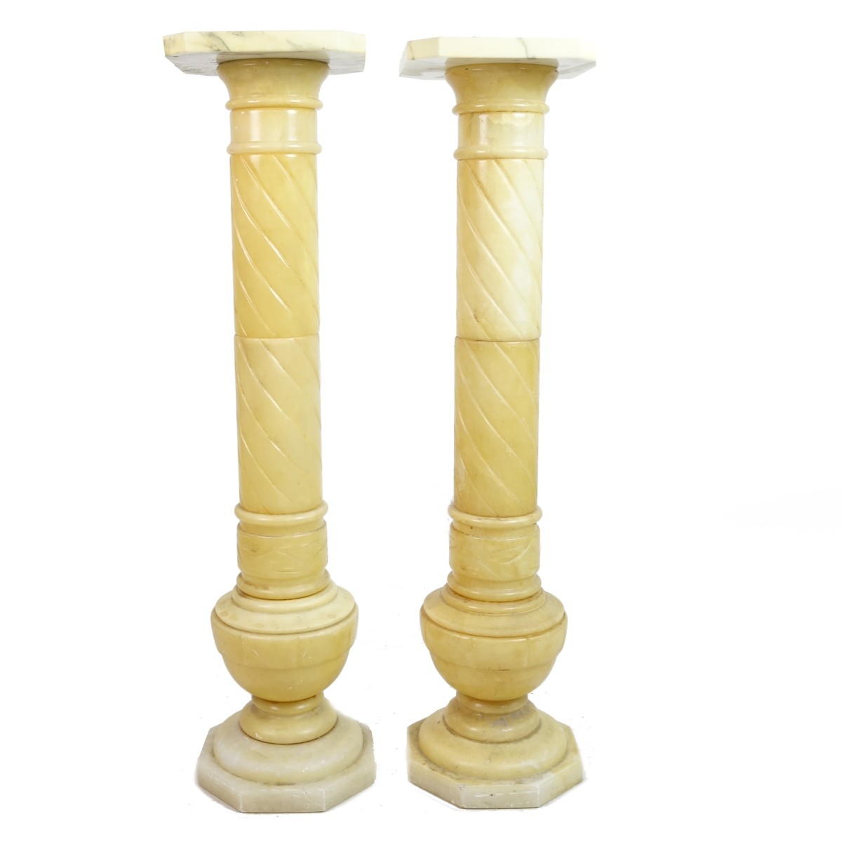 Pair of Alabaster and Marble Pedestals