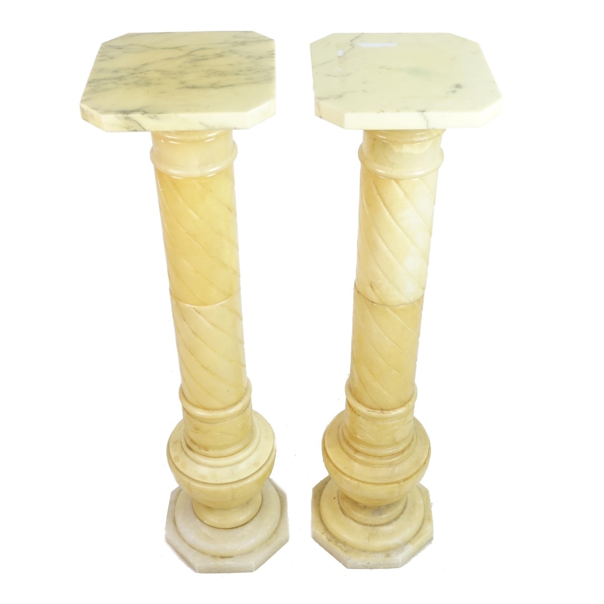 Pair of Alabaster and Marble Pedestals