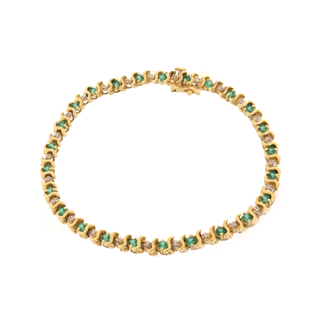 Emerald, Diamond and 14K Bracelet | Kodner Auctions