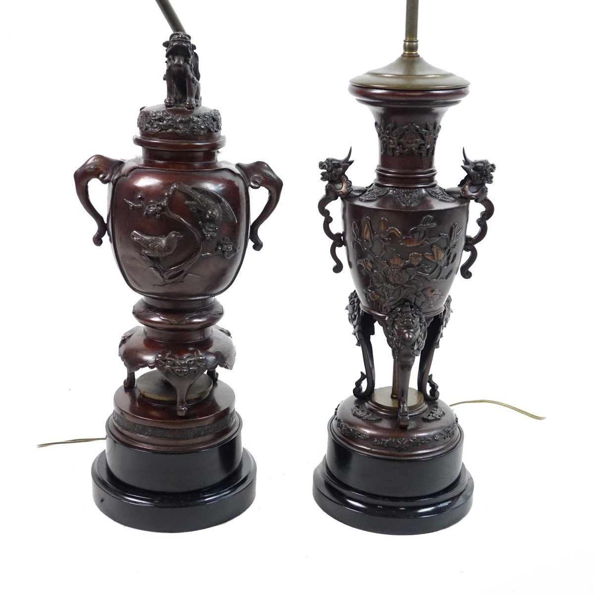 Two (2) Japanese Urns Mounted as Lamps