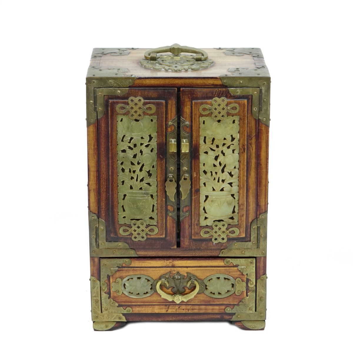 Chinese Jewelry Box with Jade Inserts