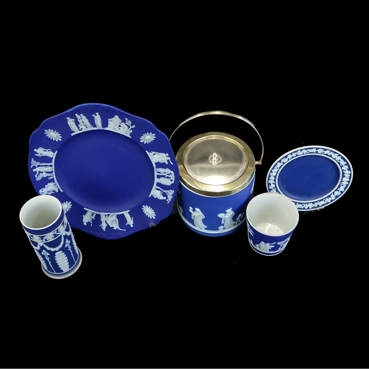 5 Antique Wedgwood Blue Jasperware