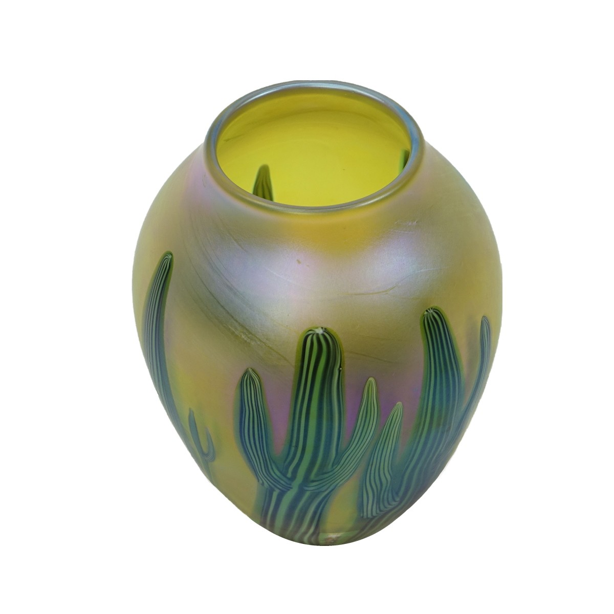 Orient & Flume Gold Aurene Cactus Art Glass Vase