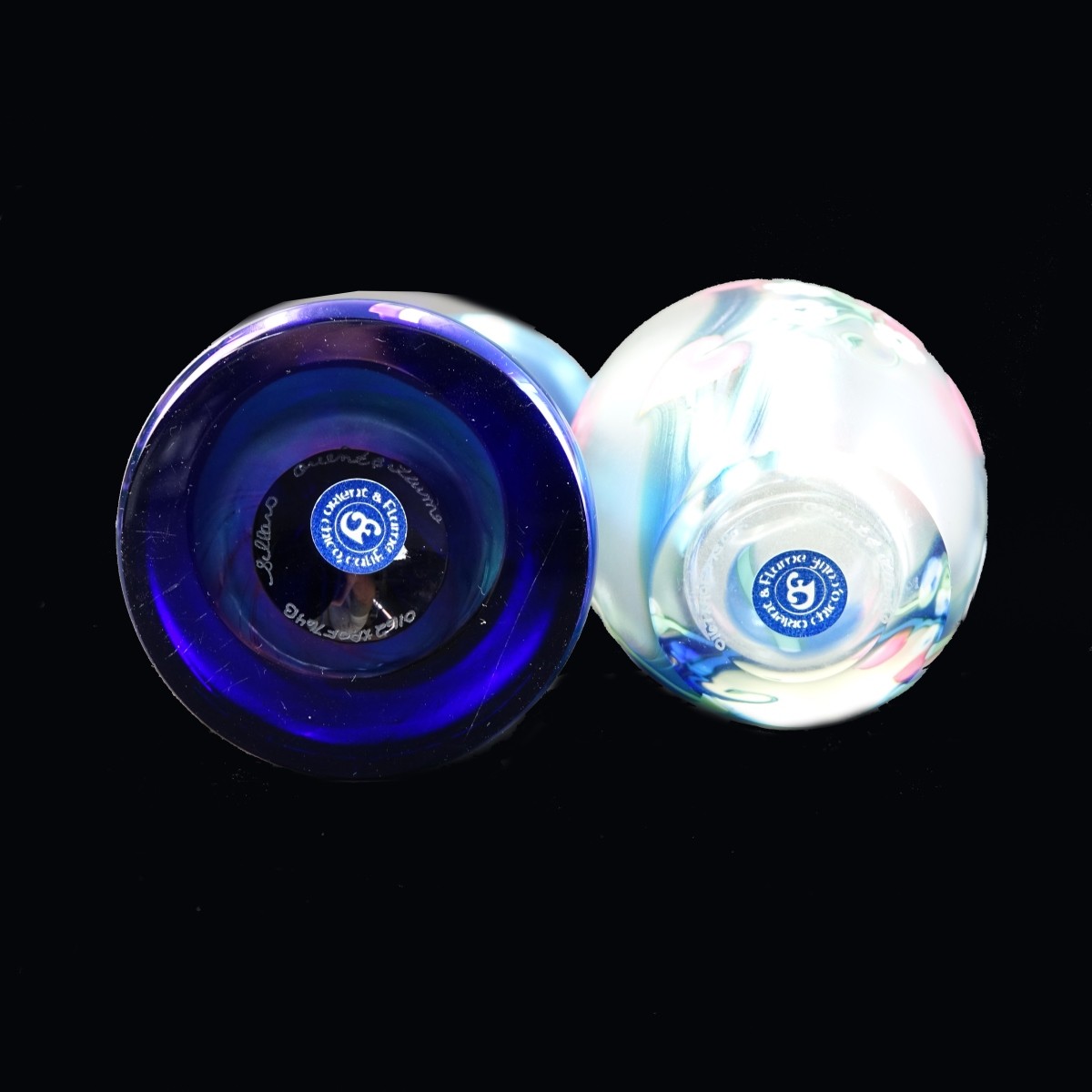 2 Orient & Flume Art Glass Vases