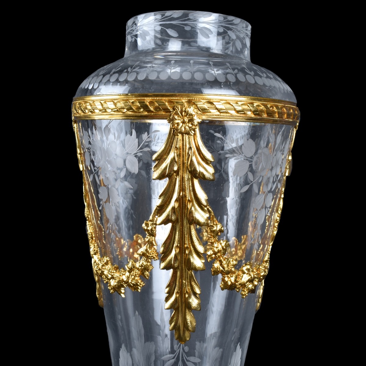 Bronze Mounted Baccarat Cut Crystal Vase