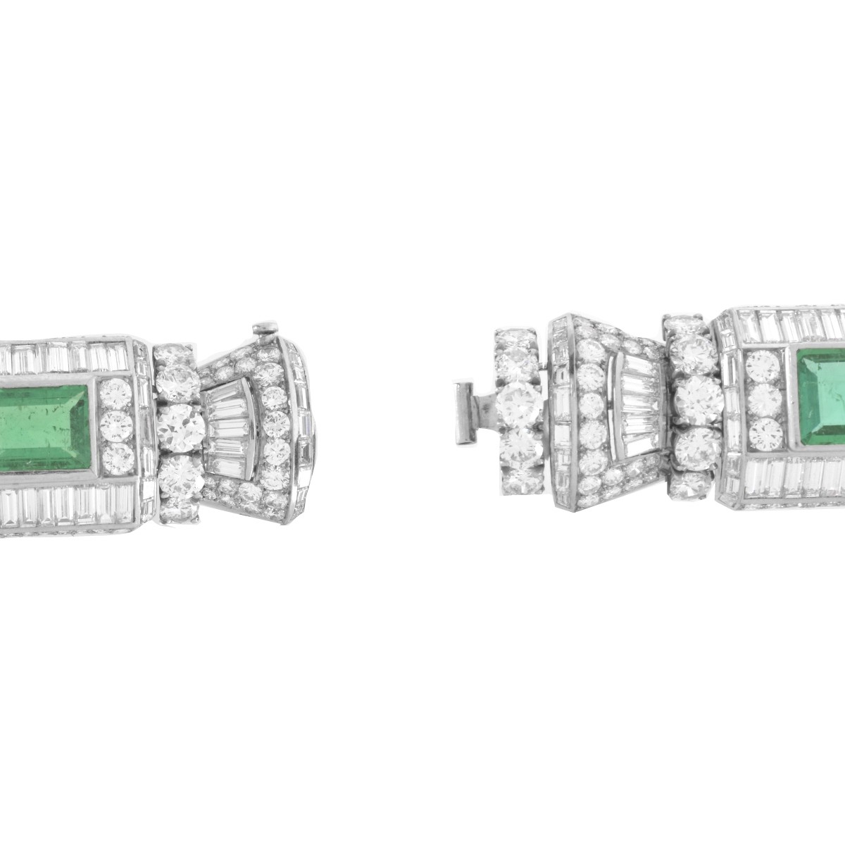 Important Diamond, Emerald and Platinum Bracelet