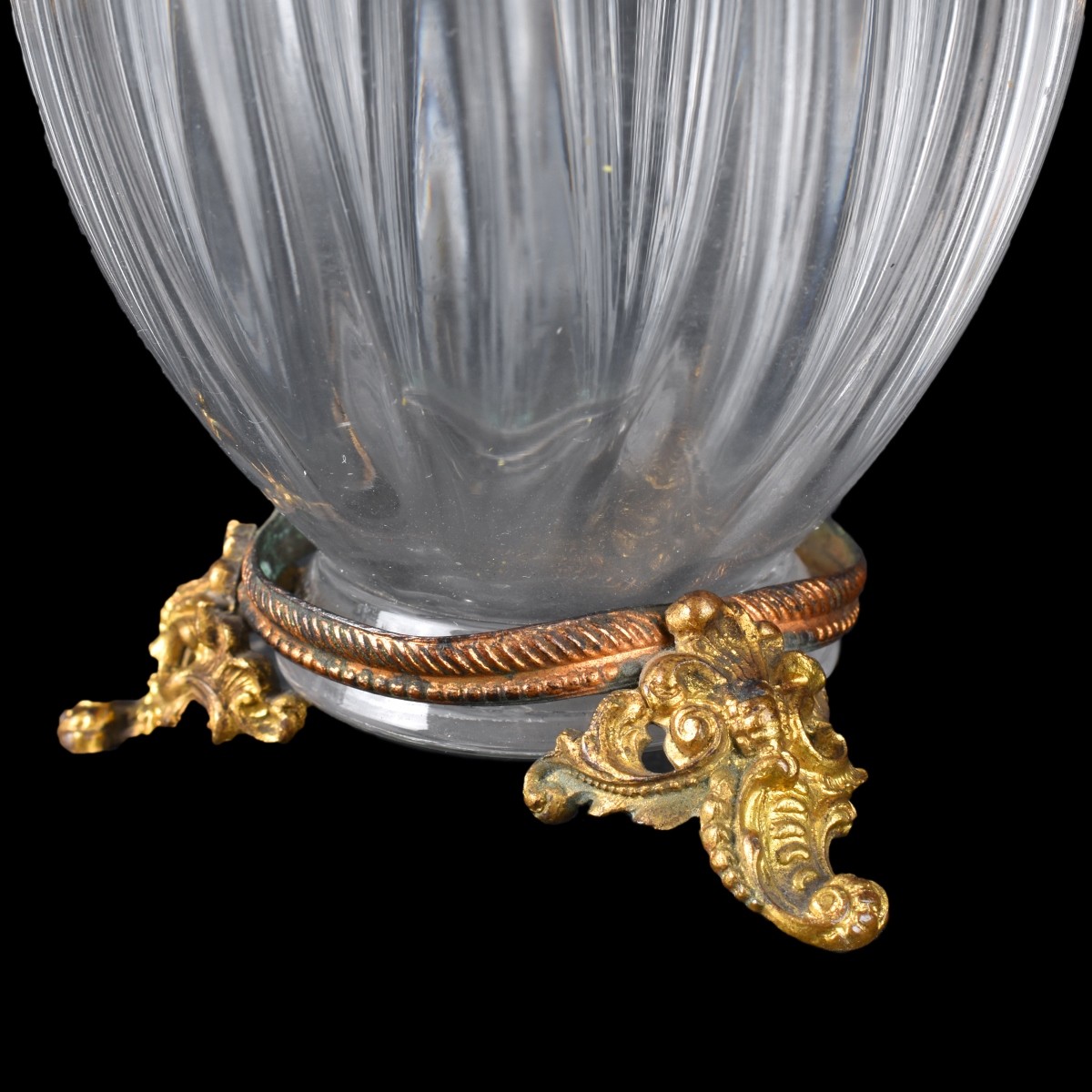 Pr Bronze Mounted Crystal Vases