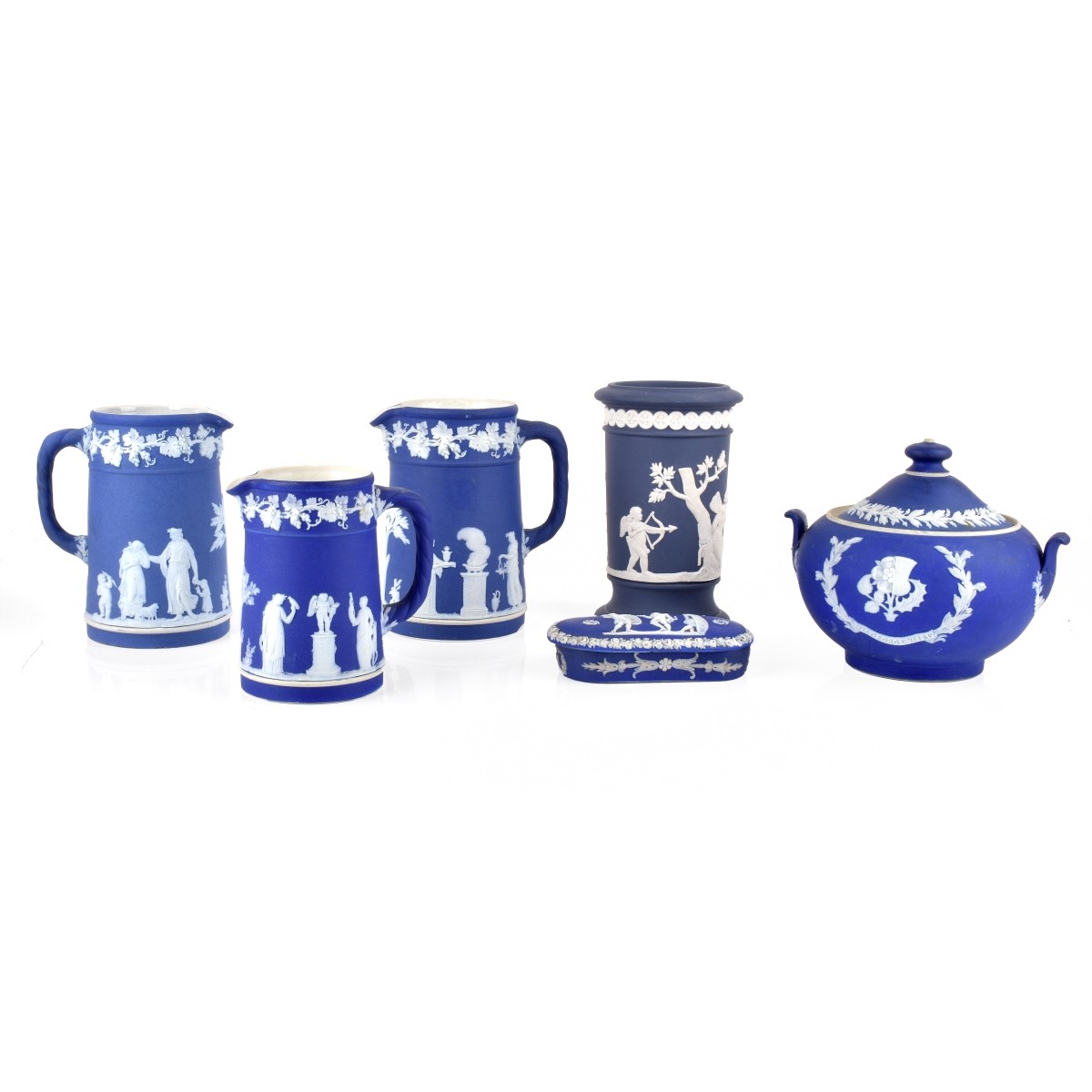 6 Wedgwood Blue Jasperware Items