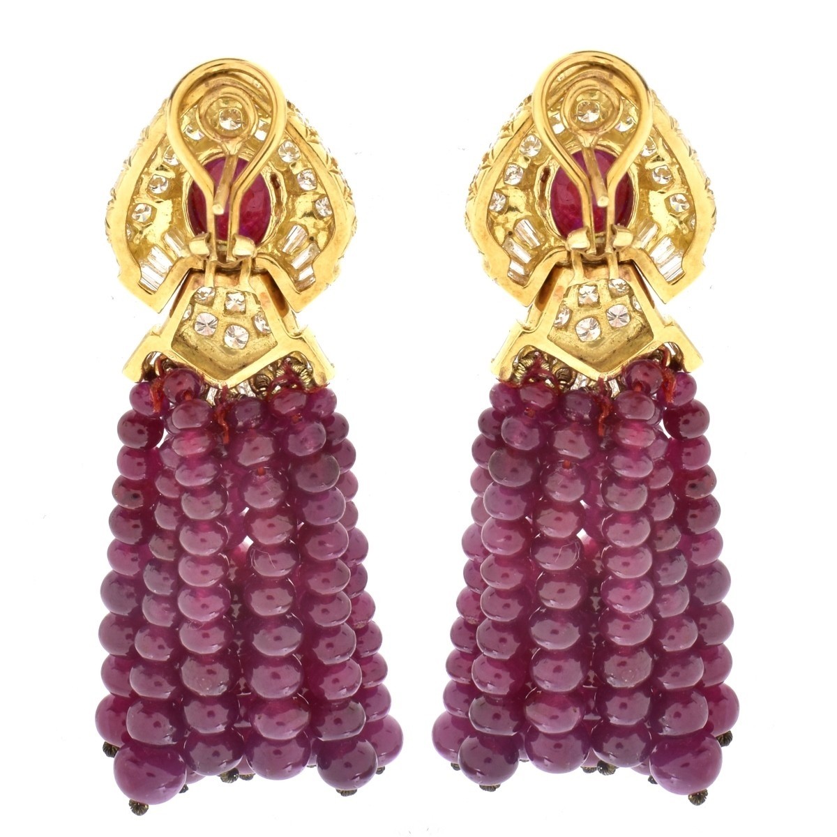 Burma Ruby, Diamond and 18K Earrings