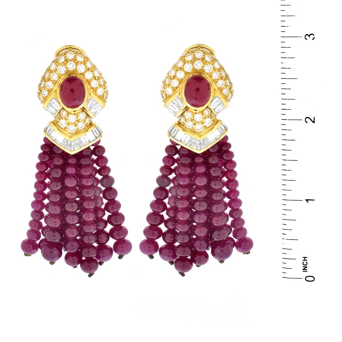 Burma Ruby, Diamond and 18K Earrings