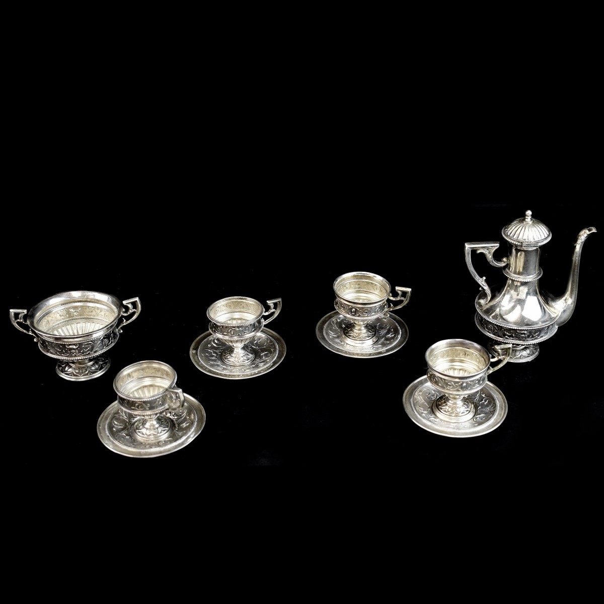Antique Austrian 800 Silver Tea Set