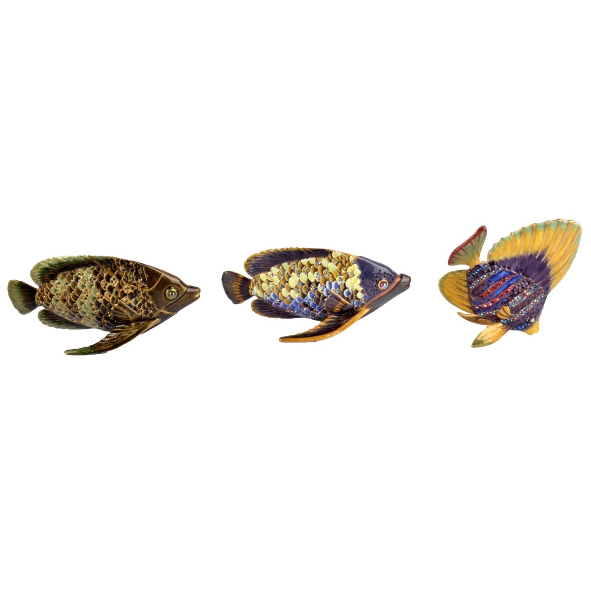 Three (3) Jay Strongwater Fish Figurines