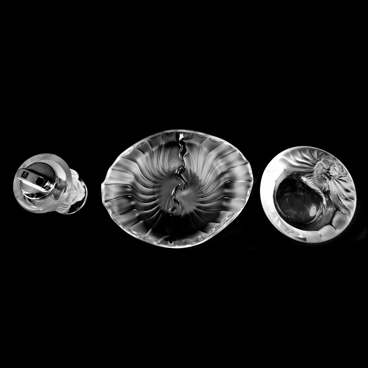 Three (3) Lalique Crystal Tableware