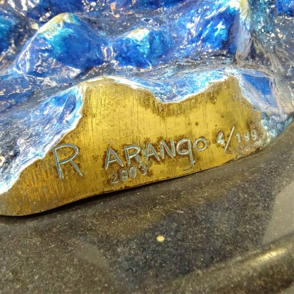 R. Arango (20th C.) Painted Bronze Sculpture